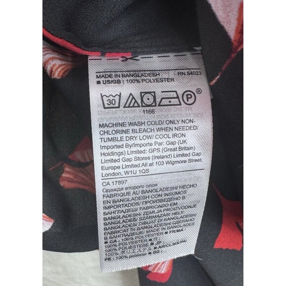 Banana Republic Women's Black Floral Ruffle Sleeve Top XXL - Picture 7 of 8